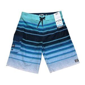 Billabong Big Boys Size 27 Blue Striped Pro Stretch Performance Board Shorts NWT